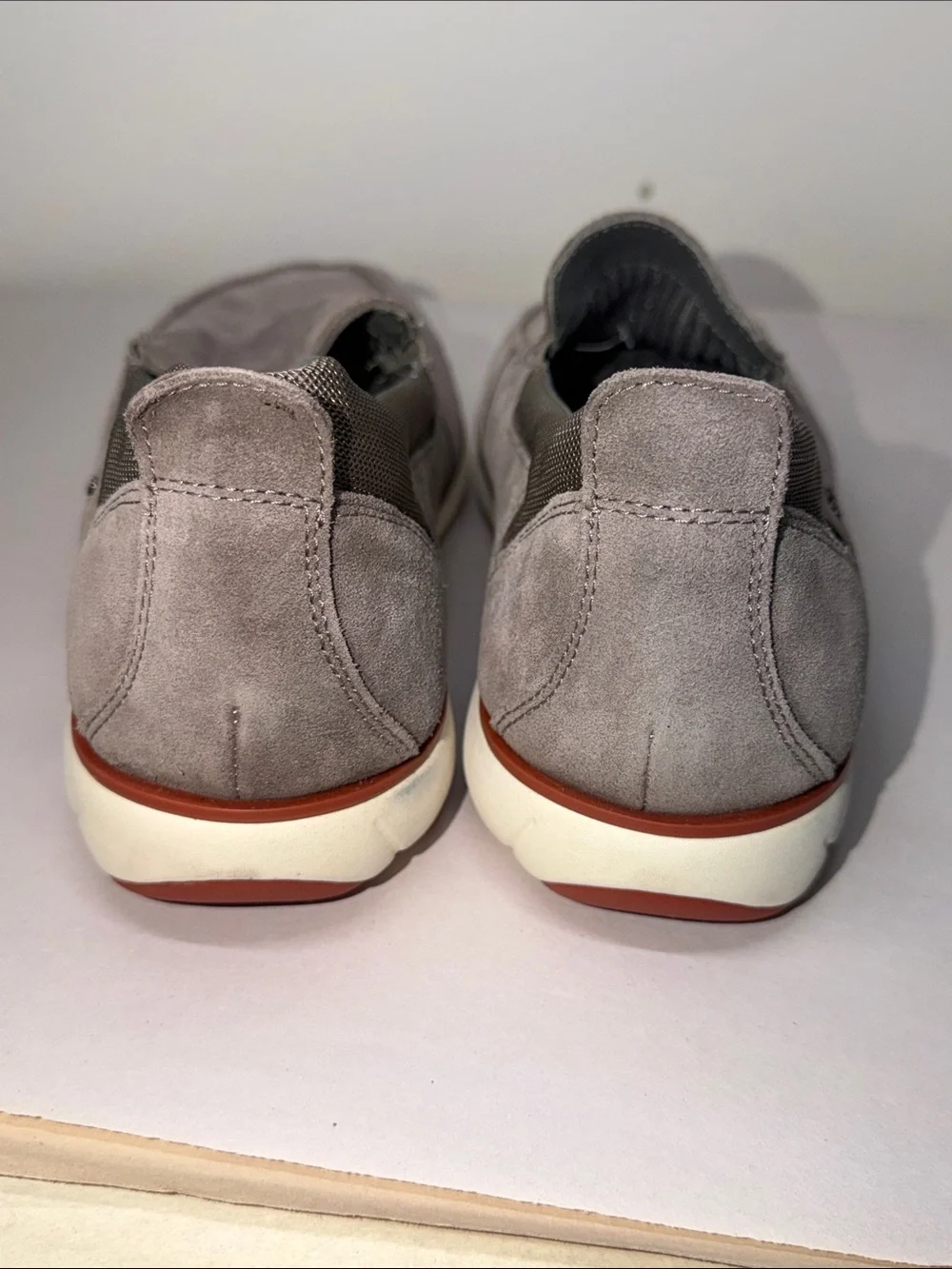 Geox Men's Suede Slip-On Loafers — Light Gray